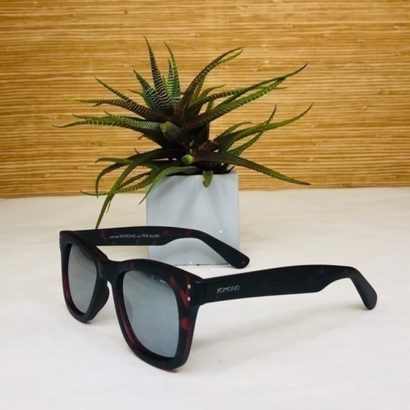 NEW KOMONO Allen Beetroot Tortoise Sunglasses wayfarer red black - Picture 8 of 12
